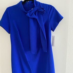 Royal blue mini dress with side neck bow